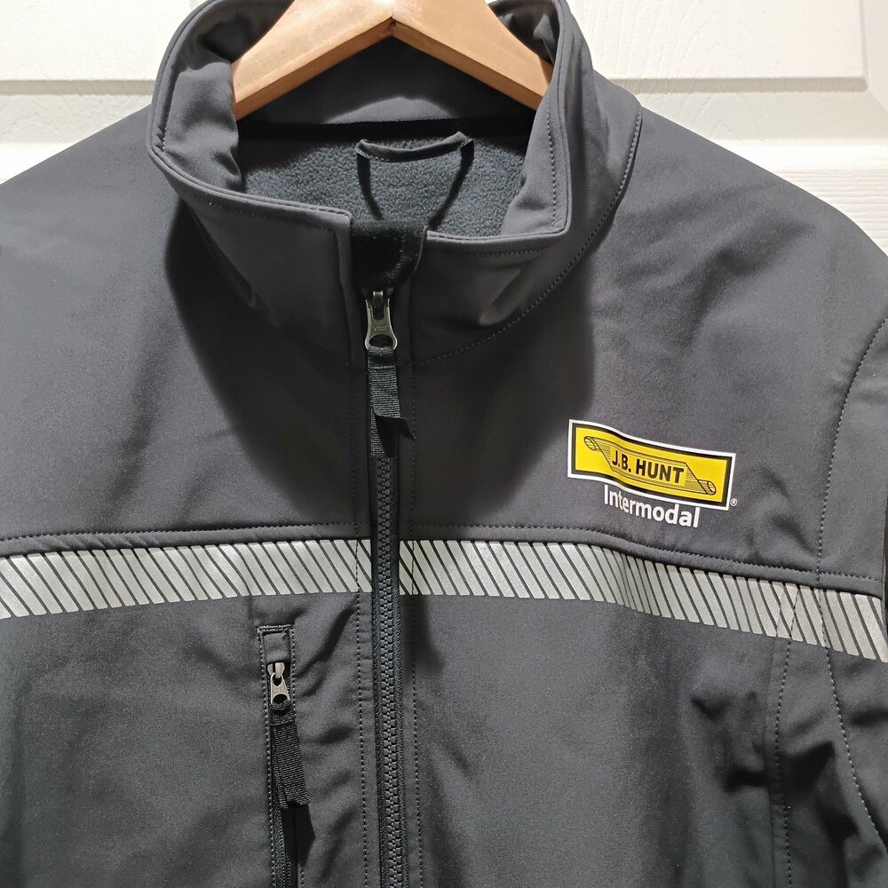J.B. Hunt Intermodal Jacket Mens XL Reflective Convertible Vest Zip Off Sleeves
